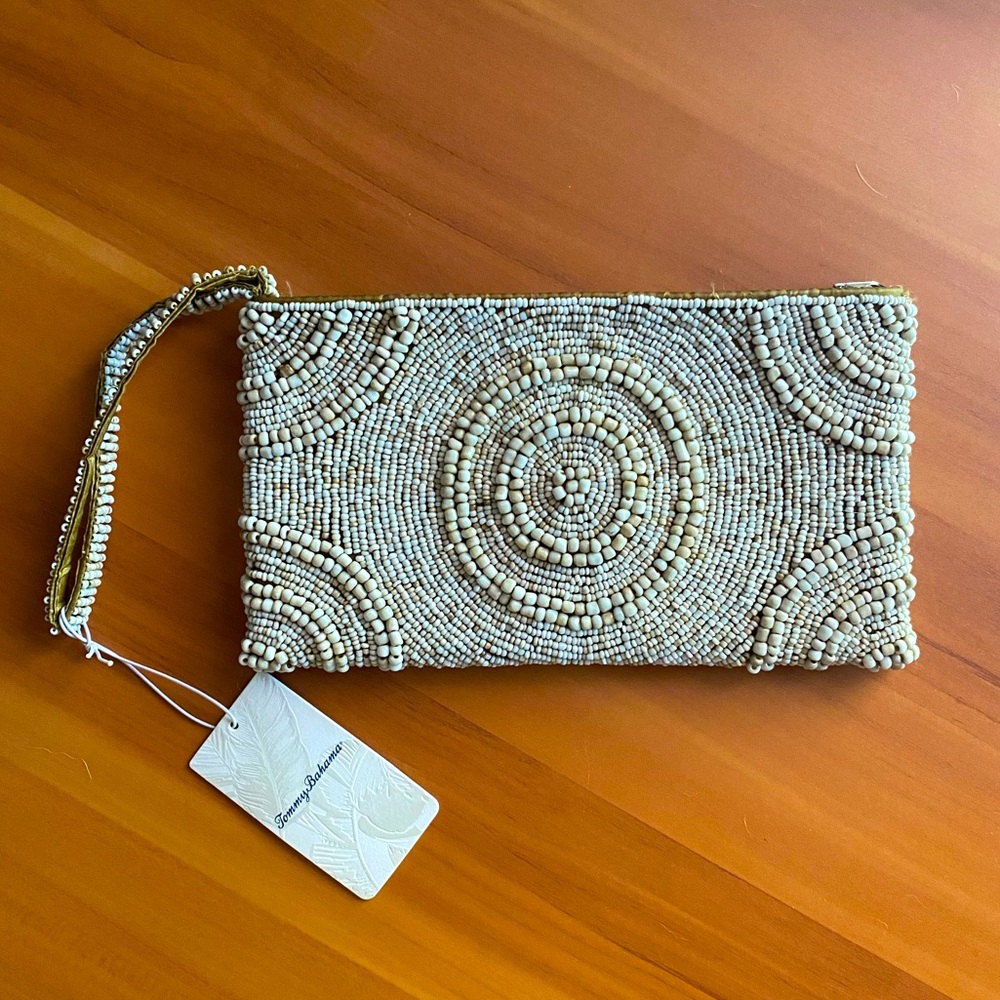 BRAND NEW TOMMY BAHAMA Shell Beaded Clutch Wristlet - GORGEOUS!